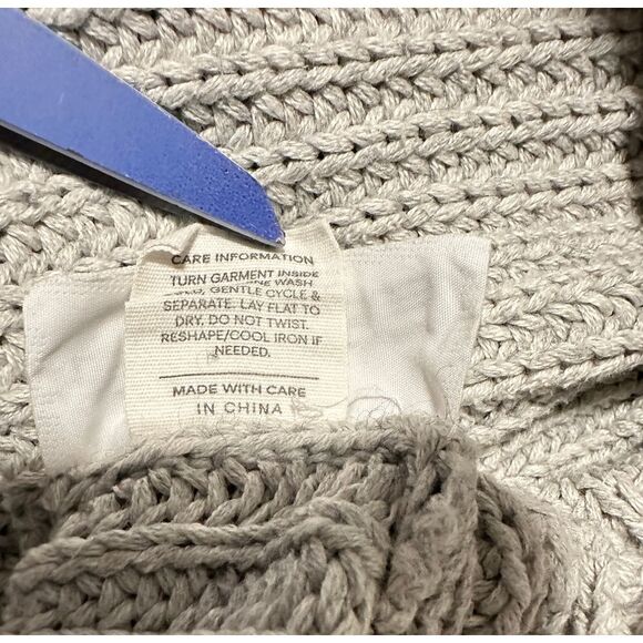 Brass Clothing Gray Ribbed Long Sleeve Chunky Knit Turtleneck‎ Sweater Sz L NWOT - Picture 5 of 6